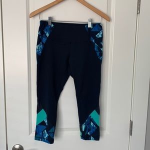 Zella Navy Blue Printed Capri Leggings - M